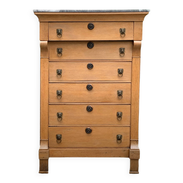 High Empire chest of drawers in solid raw oak