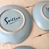 Lot de 4 assiettes coquillage vallauris en céramique par dominique guillot