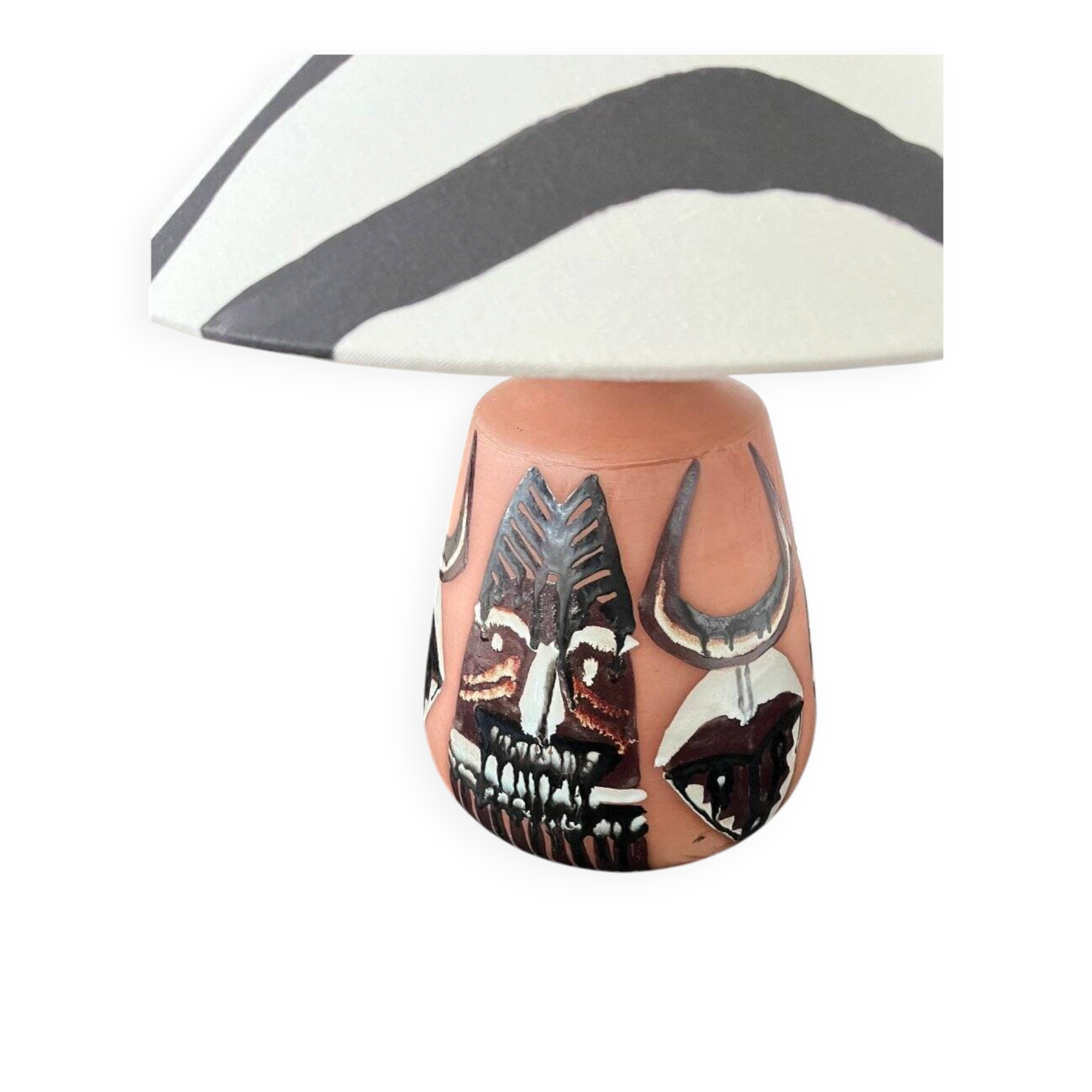 Graphic glazed ceramic table lamp by Elsie Borelius, Sweden, 1960s