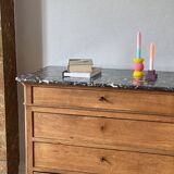 Commode bois et marbre XXème style Louis Philippe