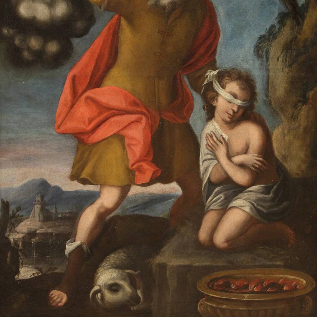 Religious painting from the 17th century, Sacrifice of Isaac