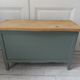 Vintage toy chest green of gray waxed finish, waxed top medium oak.