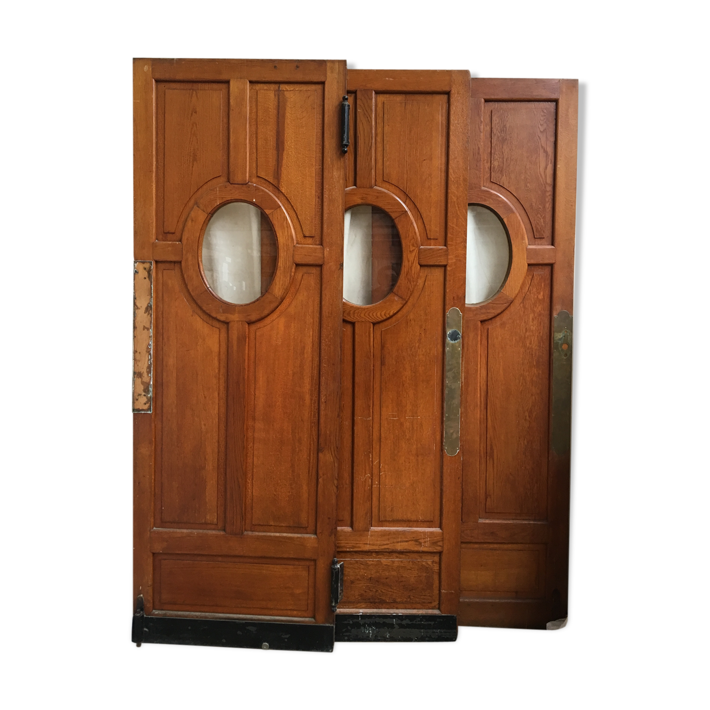 3 identical oak ancient doors
