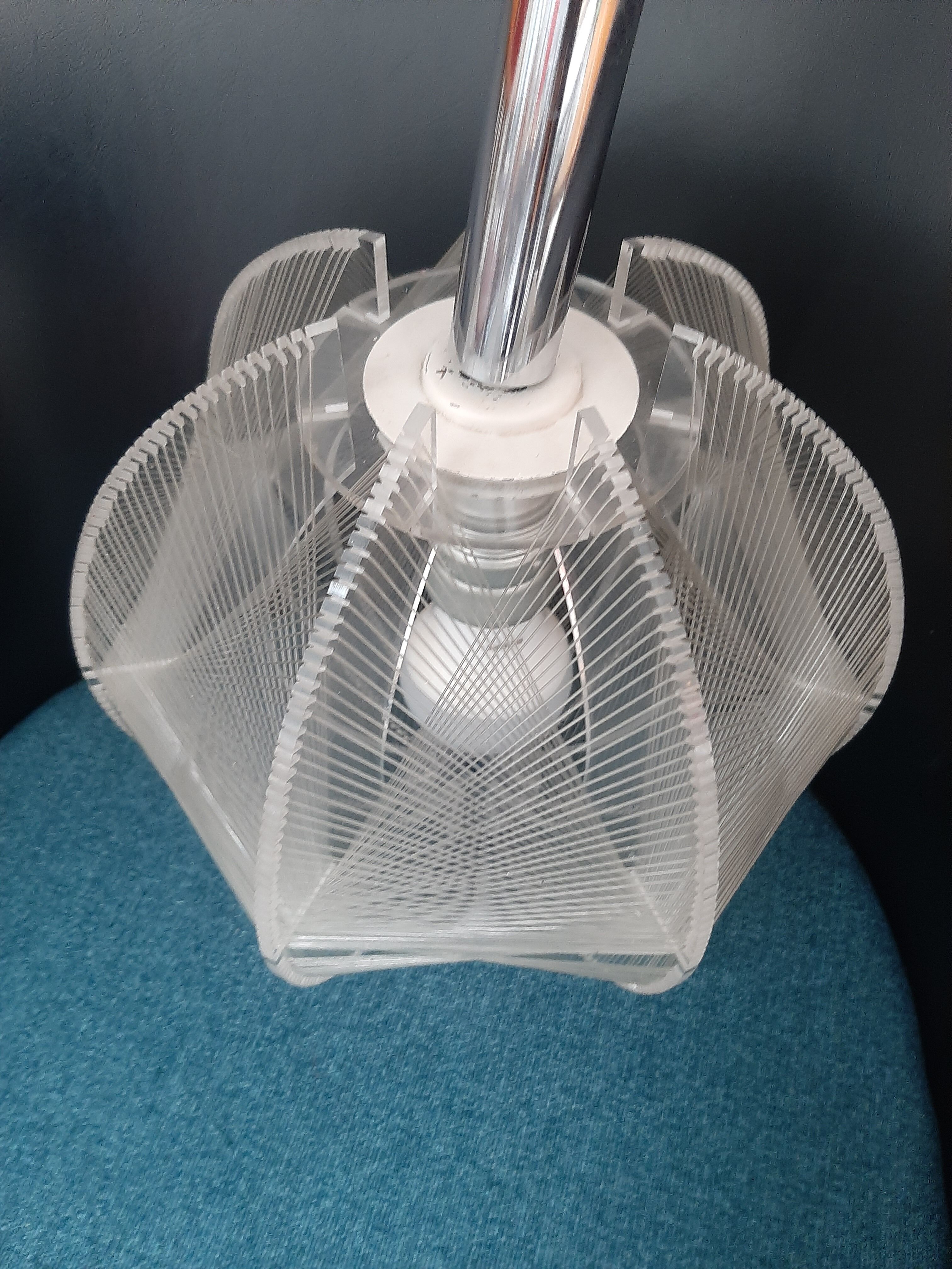 Vintage Sompex pendant lamp in Plexiglas and nylon yarn made by Paul Secon