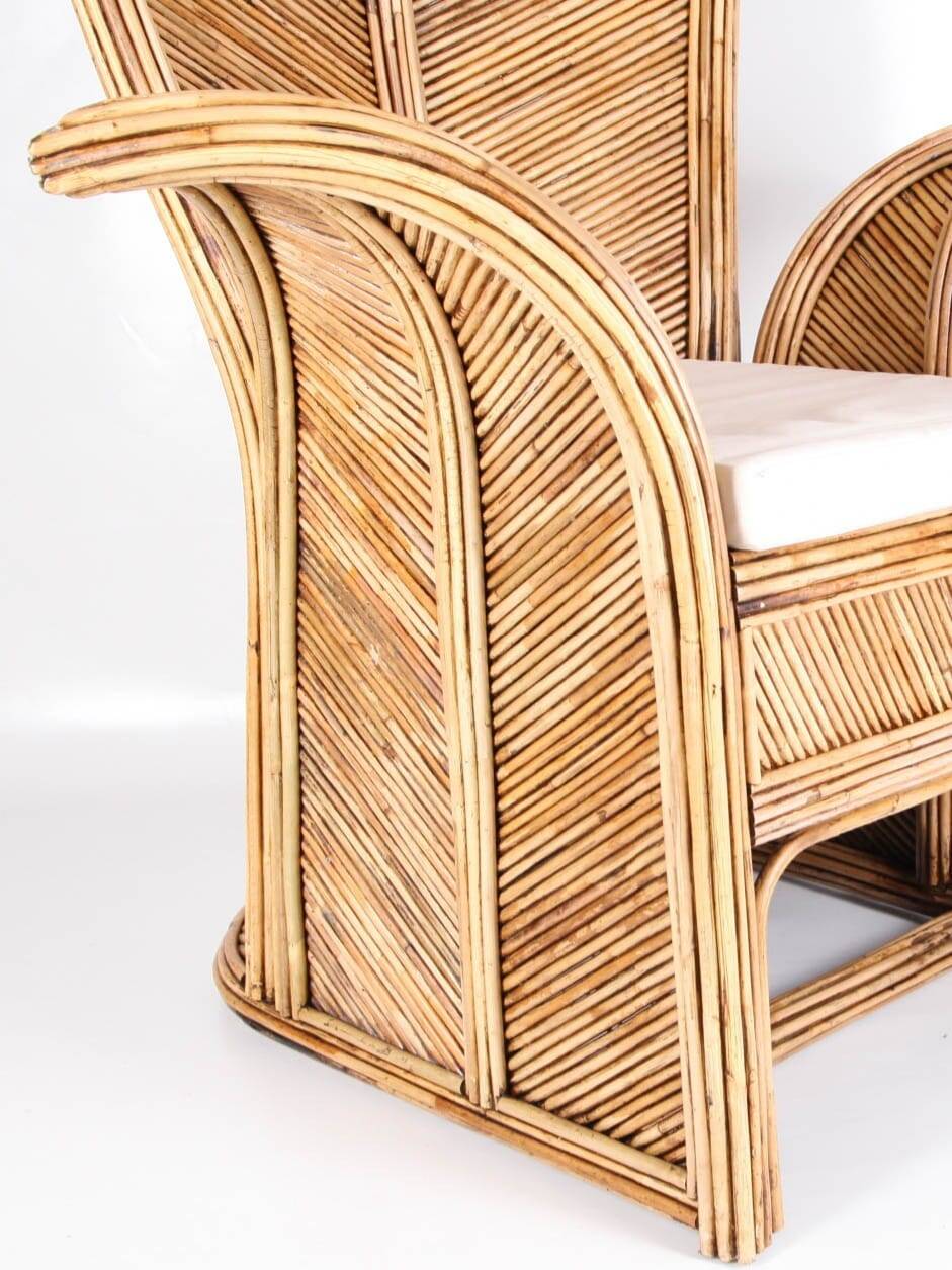 Large "palm" rattan armchair
