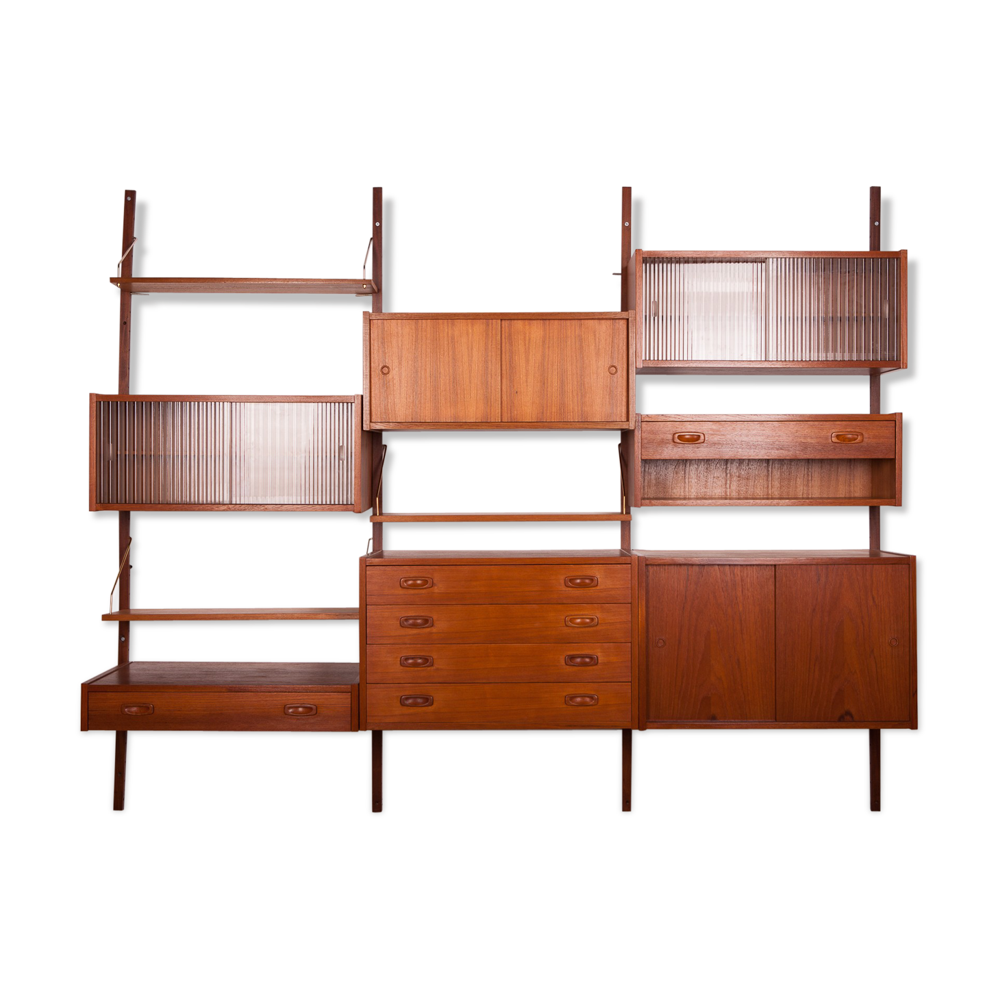 Mid century danish teak modular wall unit, 1960s