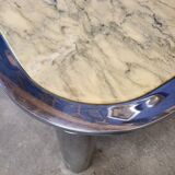 Italian design coffee table from the 70s, marble and chrome