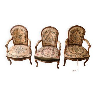 Suite of 3 Louis XV armchairs