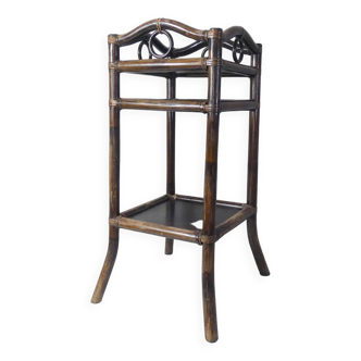 Table d'appoint sellette en rotin vintage