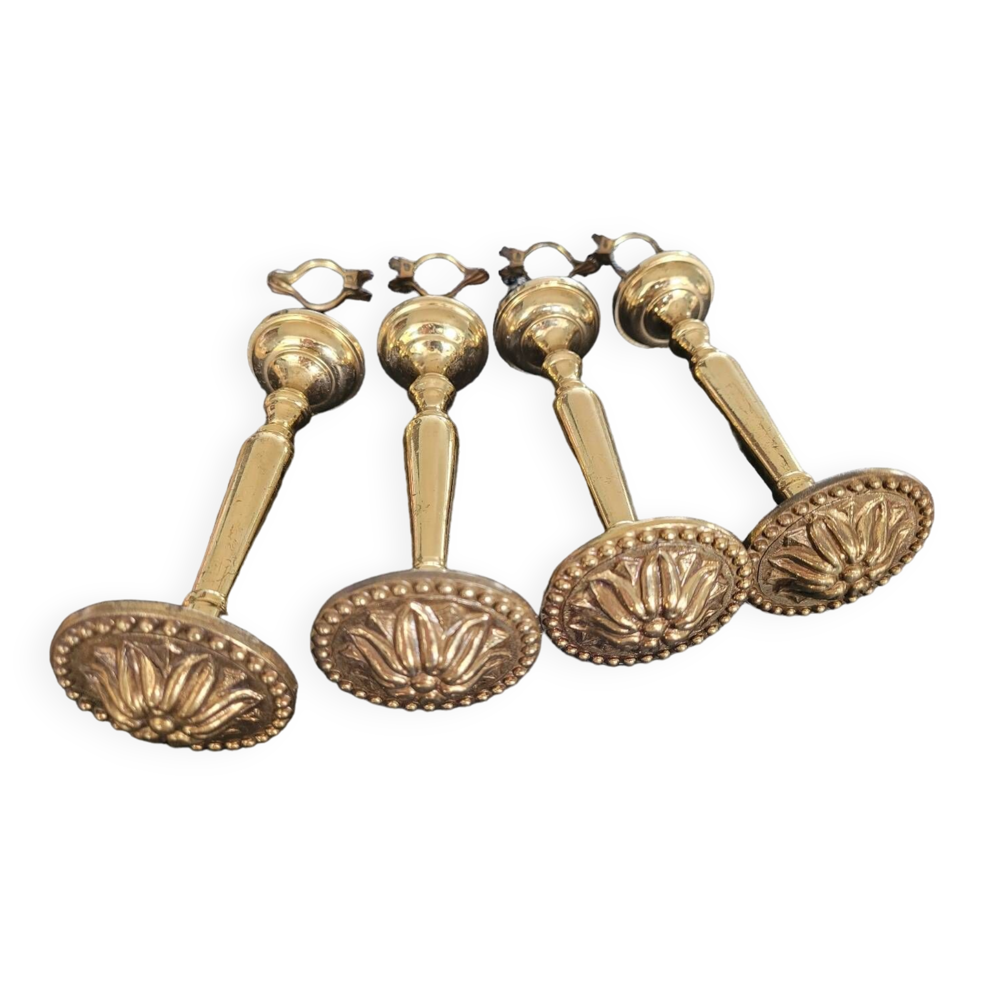 Antique brass curtain tiebacks - Set of 4
