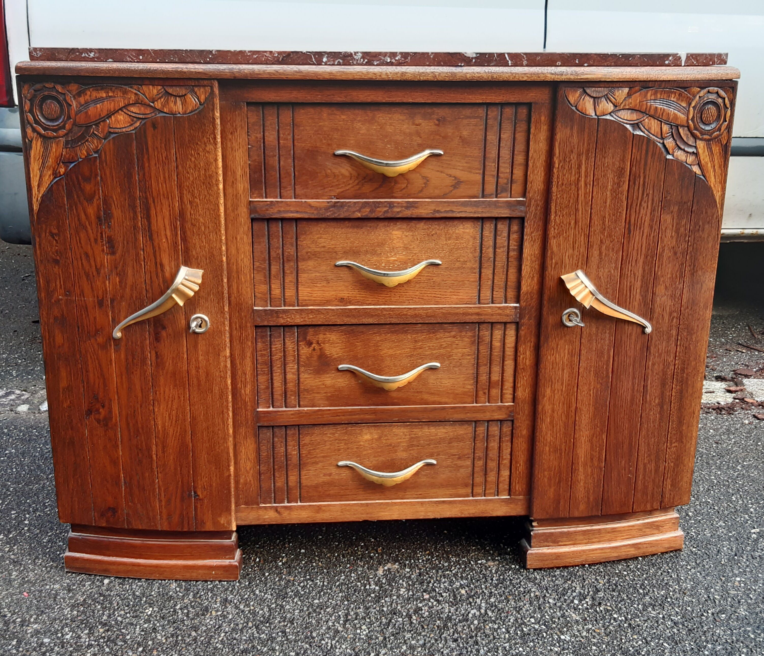 Art Deco dressing table oak and marble
