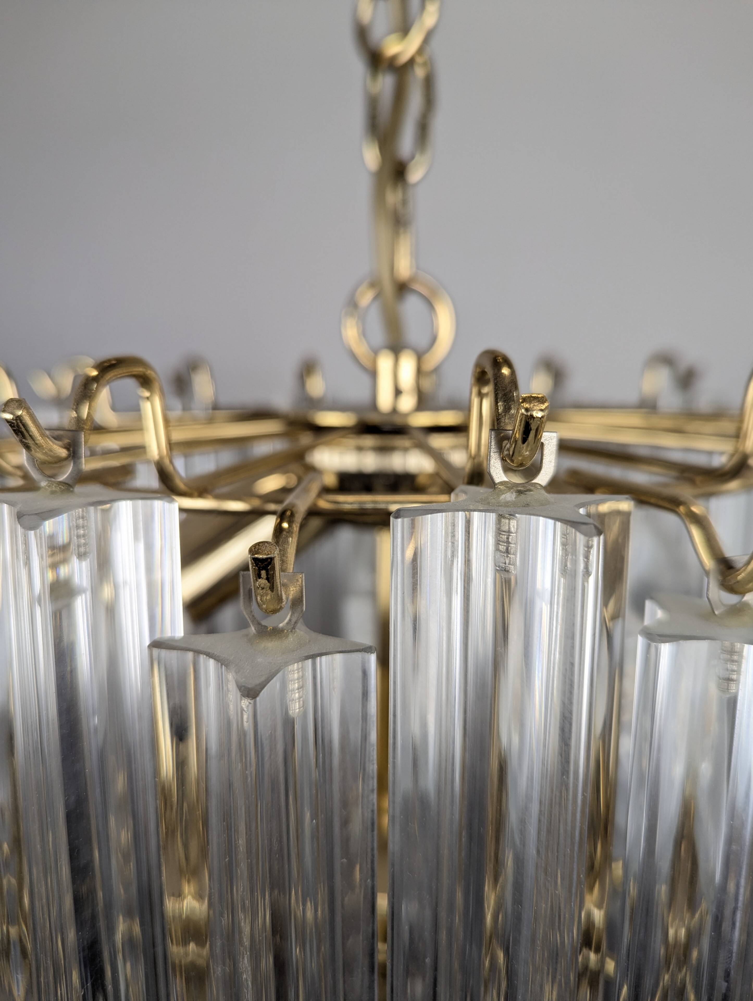 Brass and Murano chandelier by Venini by Novaresi