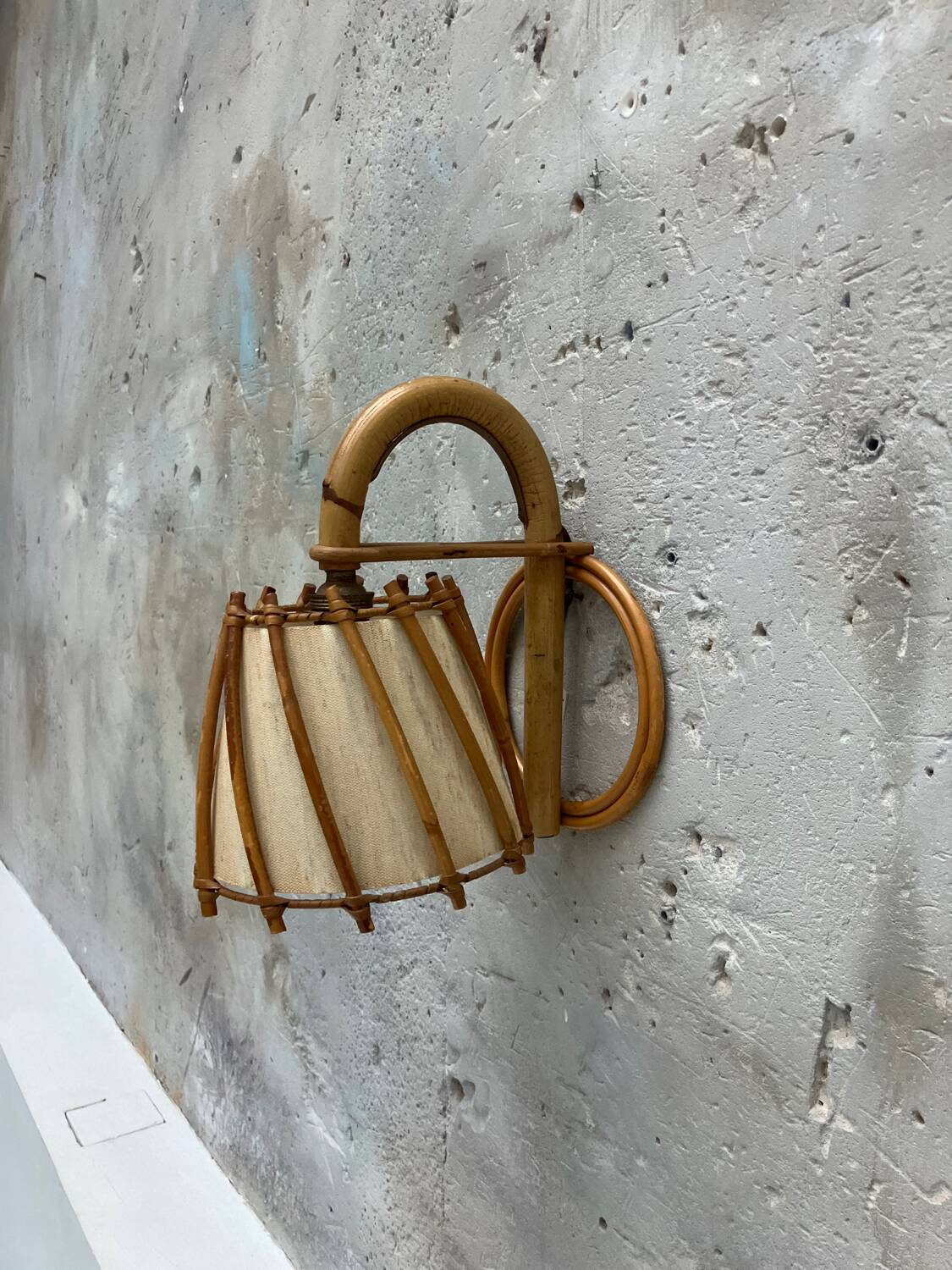 Vintage rattan wall lamp 1950