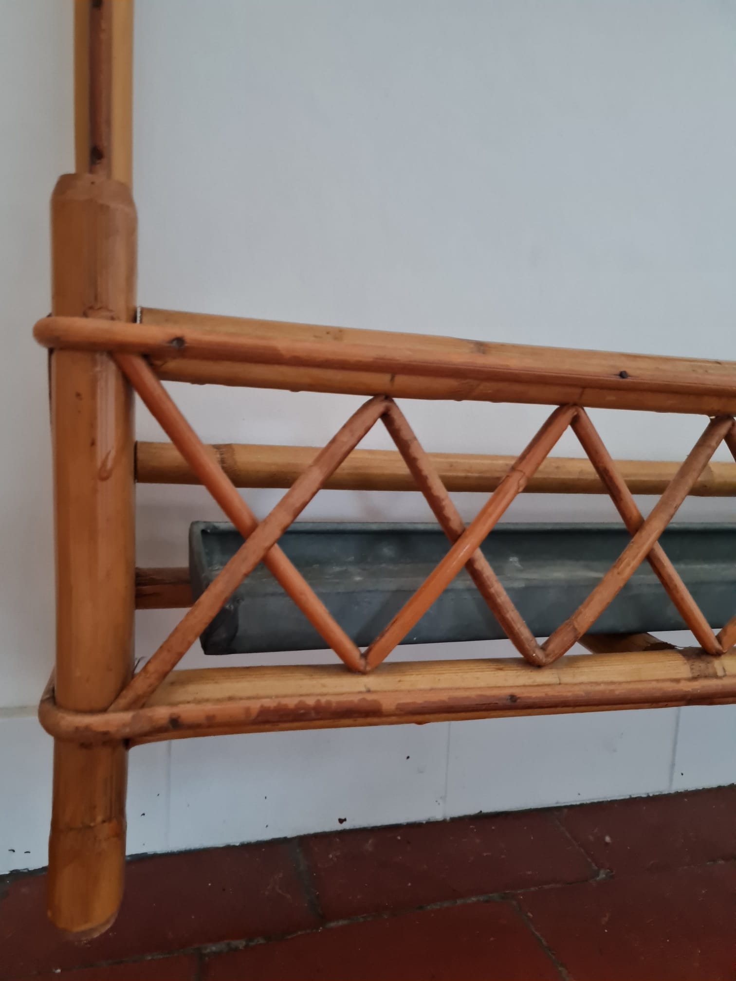 Rattan wall coat rack year 50s