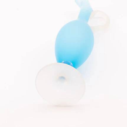 Elegant azure blue blown glass ewer vase