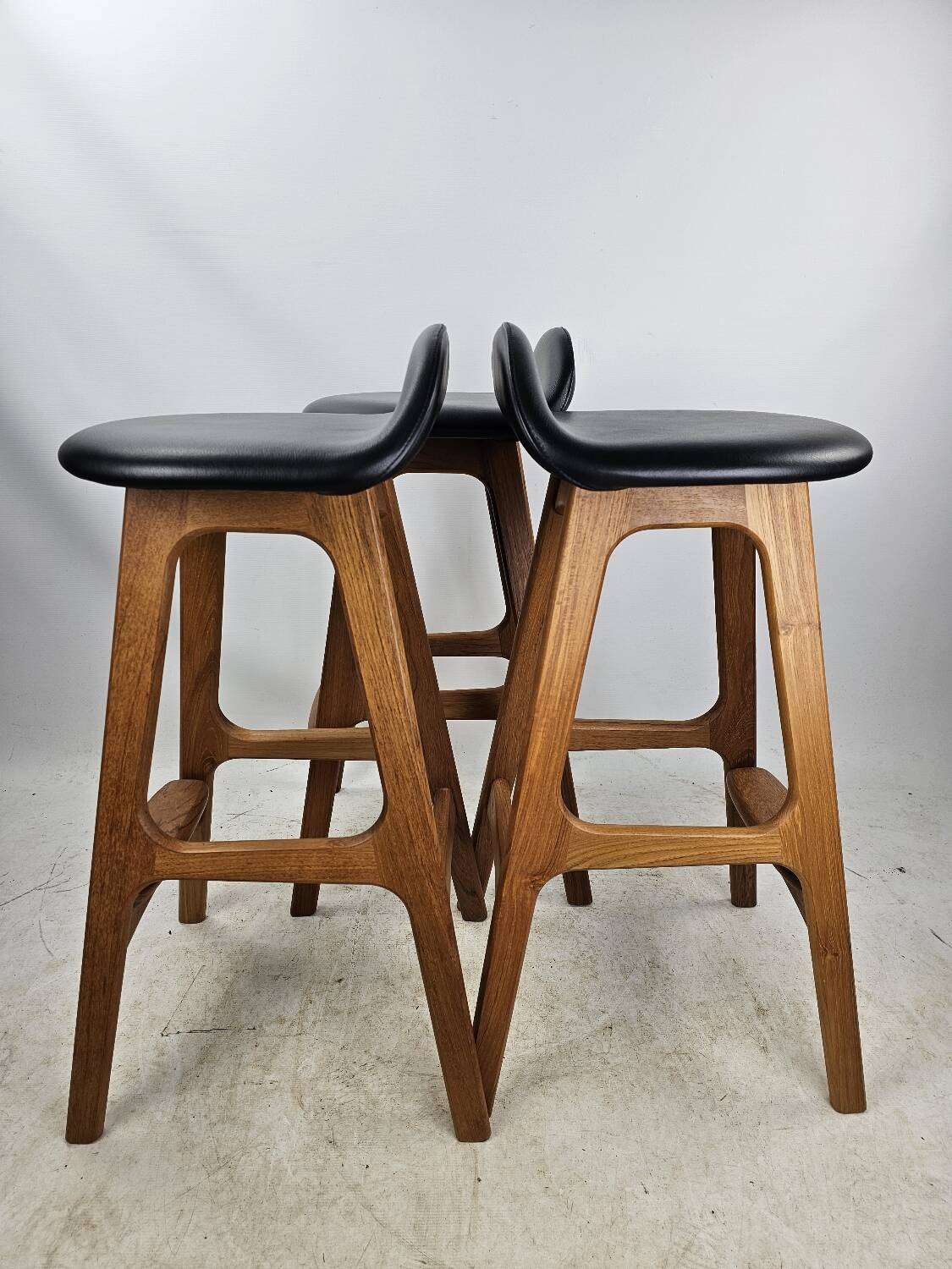 Set of 3 teak barstools from Erik Buch Danish Design