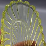 Ancien ravier porte peigne en cristal signe baccarat modele bambou tors jaune