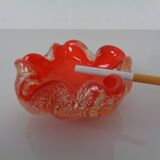 Red & Silver Murano Glass Ashtray by Barovier & Toso, Italy, 1960s