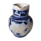 Antique pitcher Reinhold Merkelbach Grenzhausen – Cobalt blue stoneware – Decorated with ra