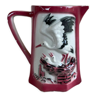 Pitcher in slip of saint-clément, storks model