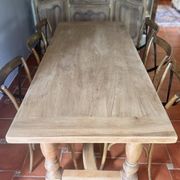 Large Restored Solid Oak Dining Table – Whitewashed Finish