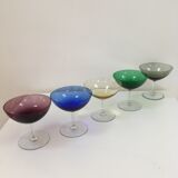 Suite of 5 Italian champagne glasses 1960