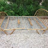Two-person vintage basket rattan bed