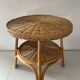 Table basse ronde vintage en rotin et osier