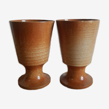 Duo of mazagran cups in vintage Montgolfier sandstone