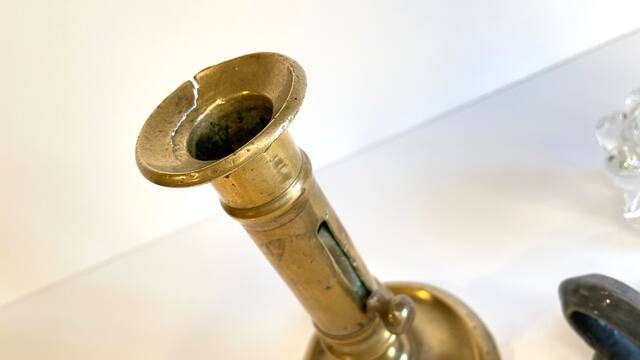 3 candlesticks in vintage brass and crystal