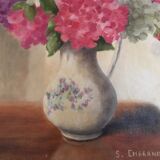 Table signed bouquet of hydrangeas