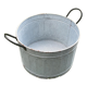 Round planter basin in vintage zinc