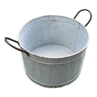 Bassine jardinière ronde en zinc vintage