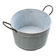 Round planter basin in vintage zinc
