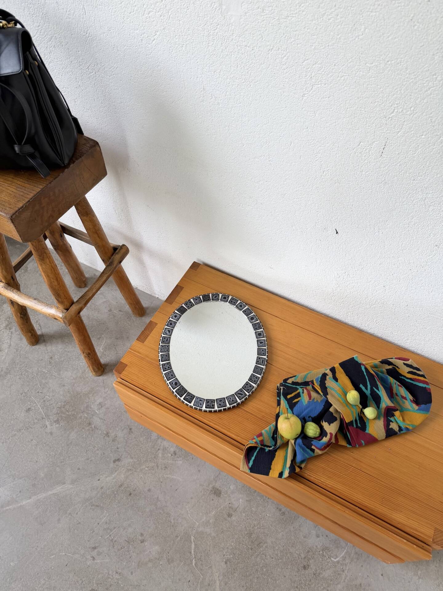 Oval ceramic mosaic mirror from the 50s/60s.