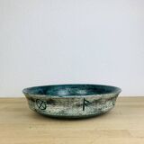Round blue ceramic dish signed Arol Norway