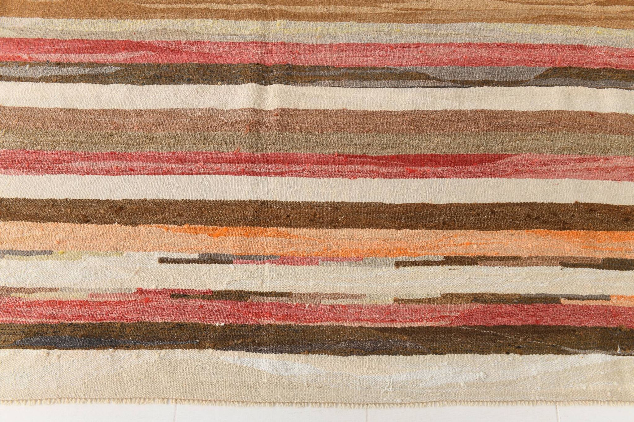 Caramel Brown %100 Wool Handmade Kilim Rug, 293x386 Cm