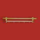 Vintage wall-mounted coat rack in anodised gold aluminium with hat holder.