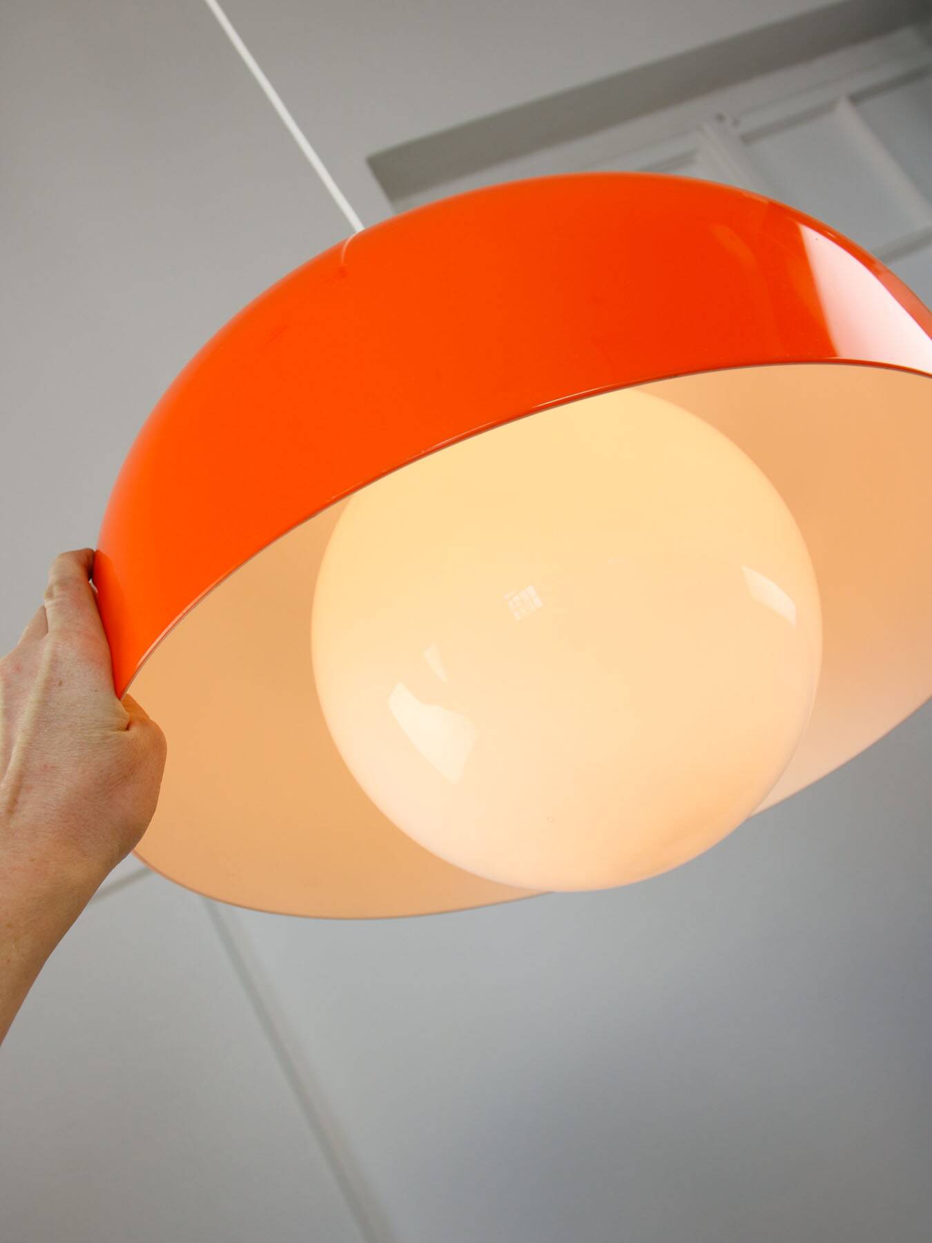 Big Space Age Pendant from Guzzini in Orange, 1970s