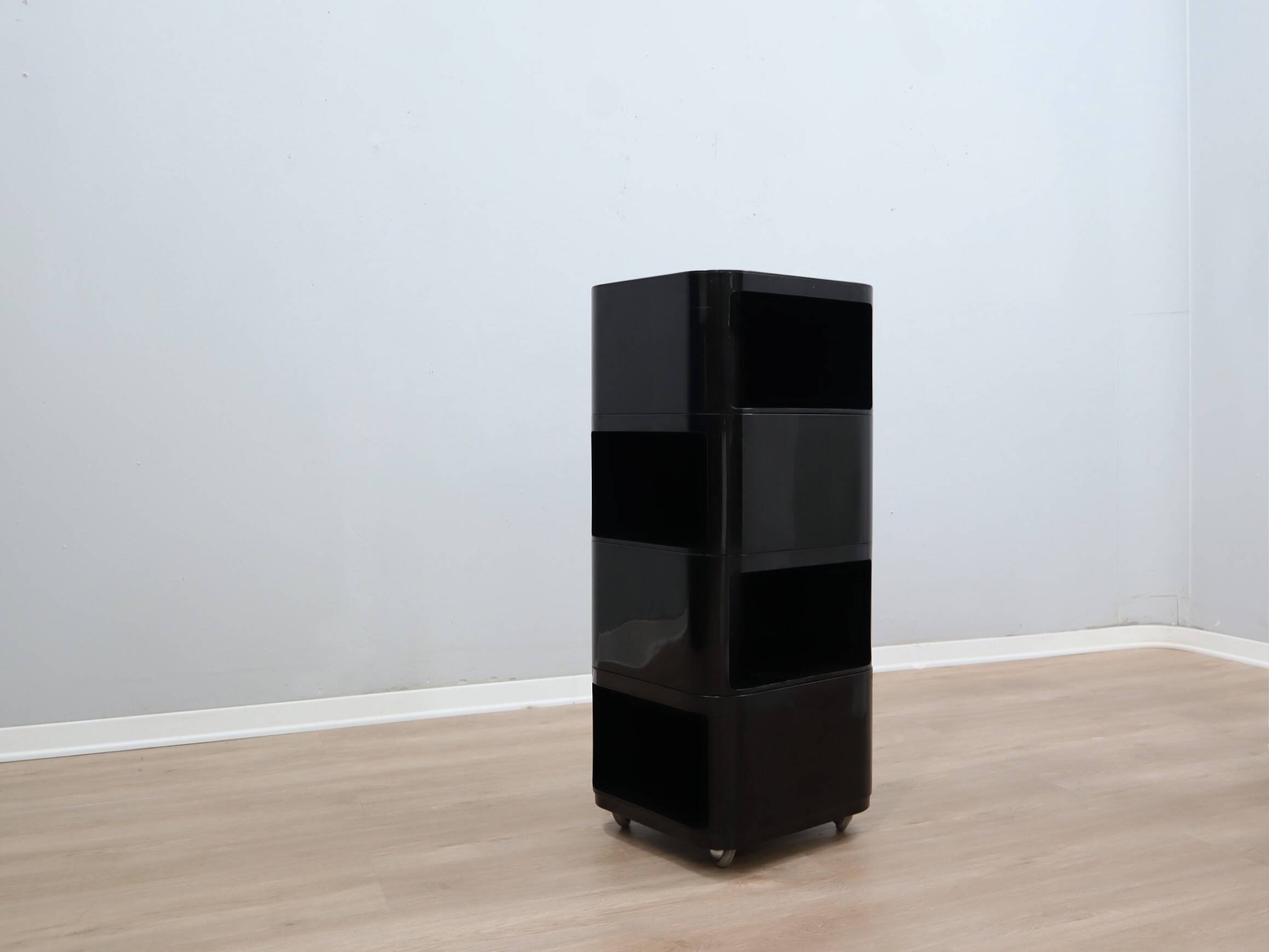 Chariot modulaire vintage noir Kartell Componibili 4970 Anna Castelli des années 1960