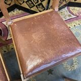 Suite of 6 oak and leather chairs 1950