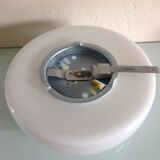 Ceiling light in opaline white vintage 70s half moon