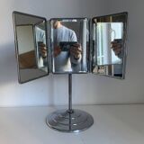 Vintage 1940s barber's triptych mirror with beveled base - 40 x 35 cm