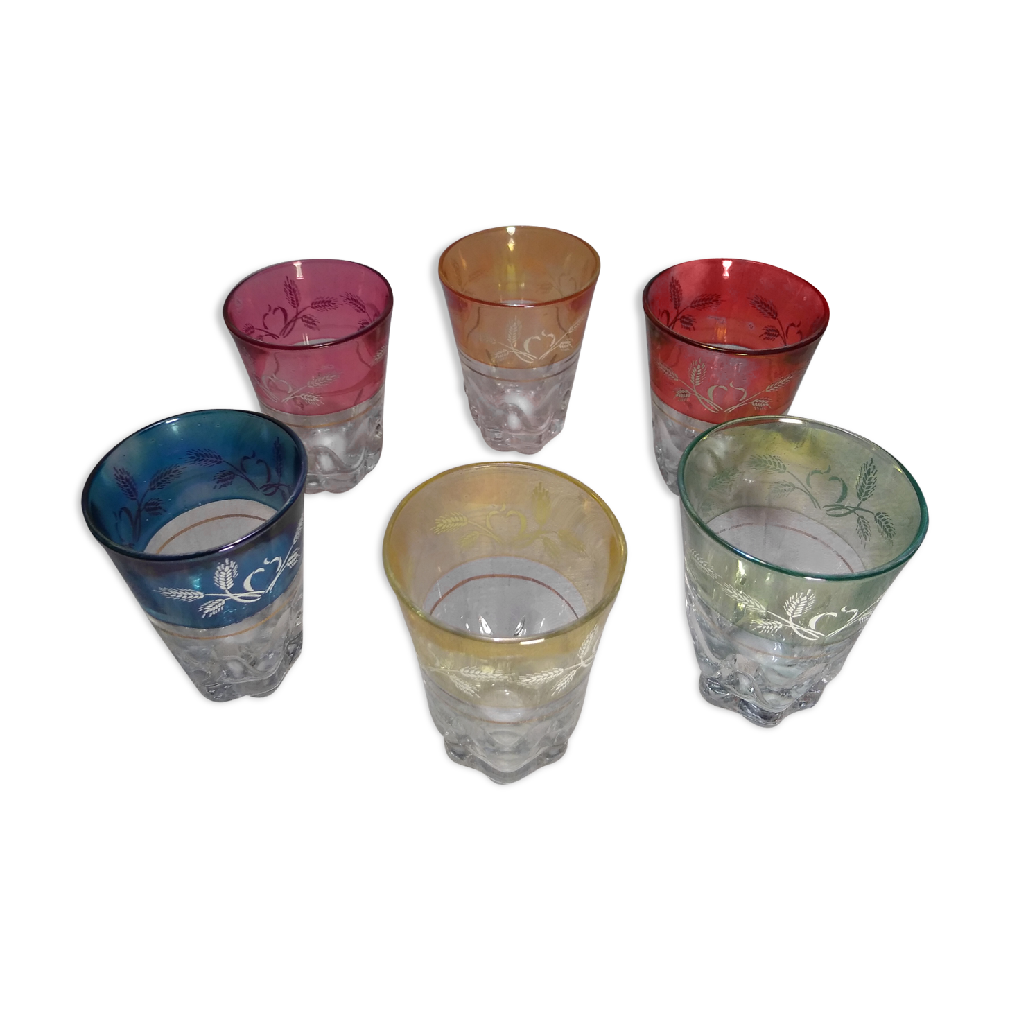 6 vintage liqueur glasses 50