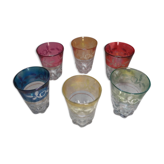 6 vintage liqueur glasses 50