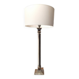 Large silver metal empire style column lamp