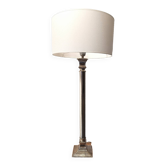 Large silver metal empire style column lamp