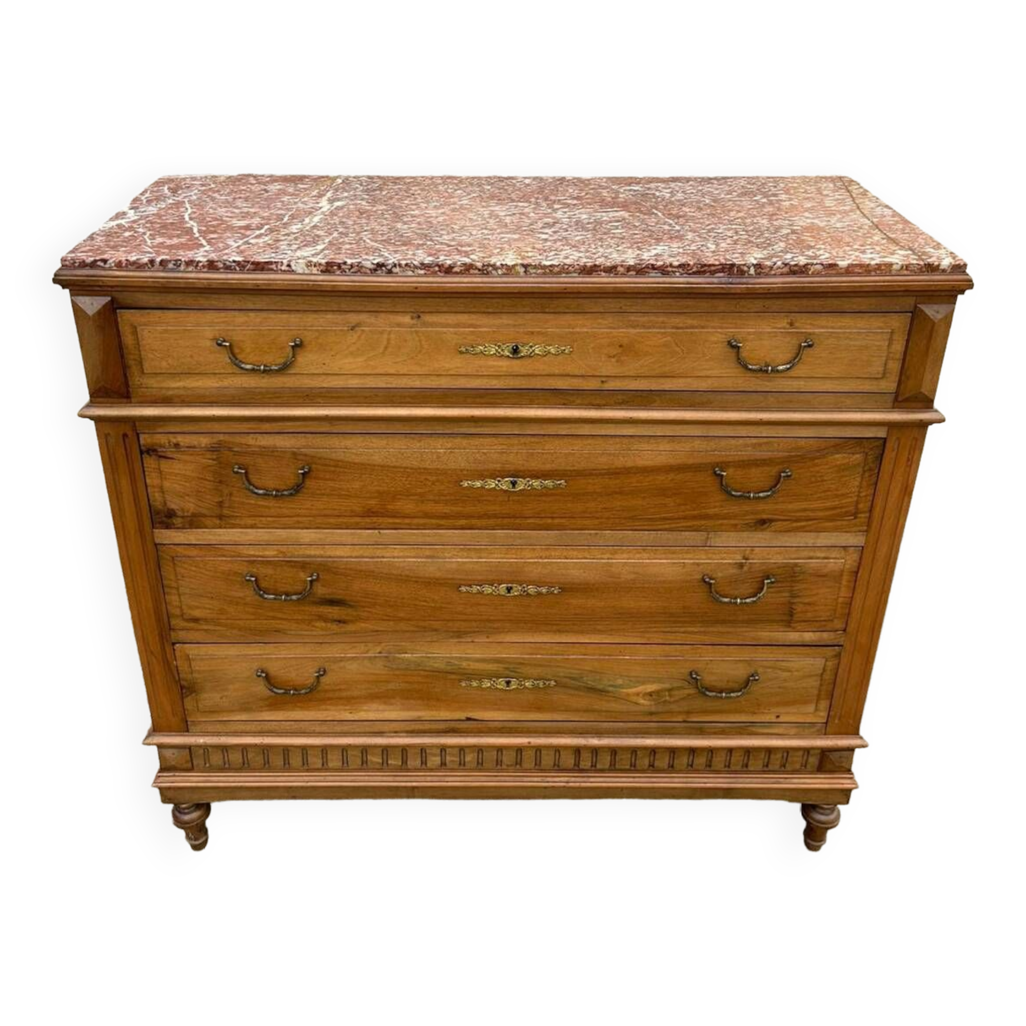 Louis XVI style chest of drawers with marble top