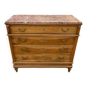 Louis XVI style chest of drawers with marble top