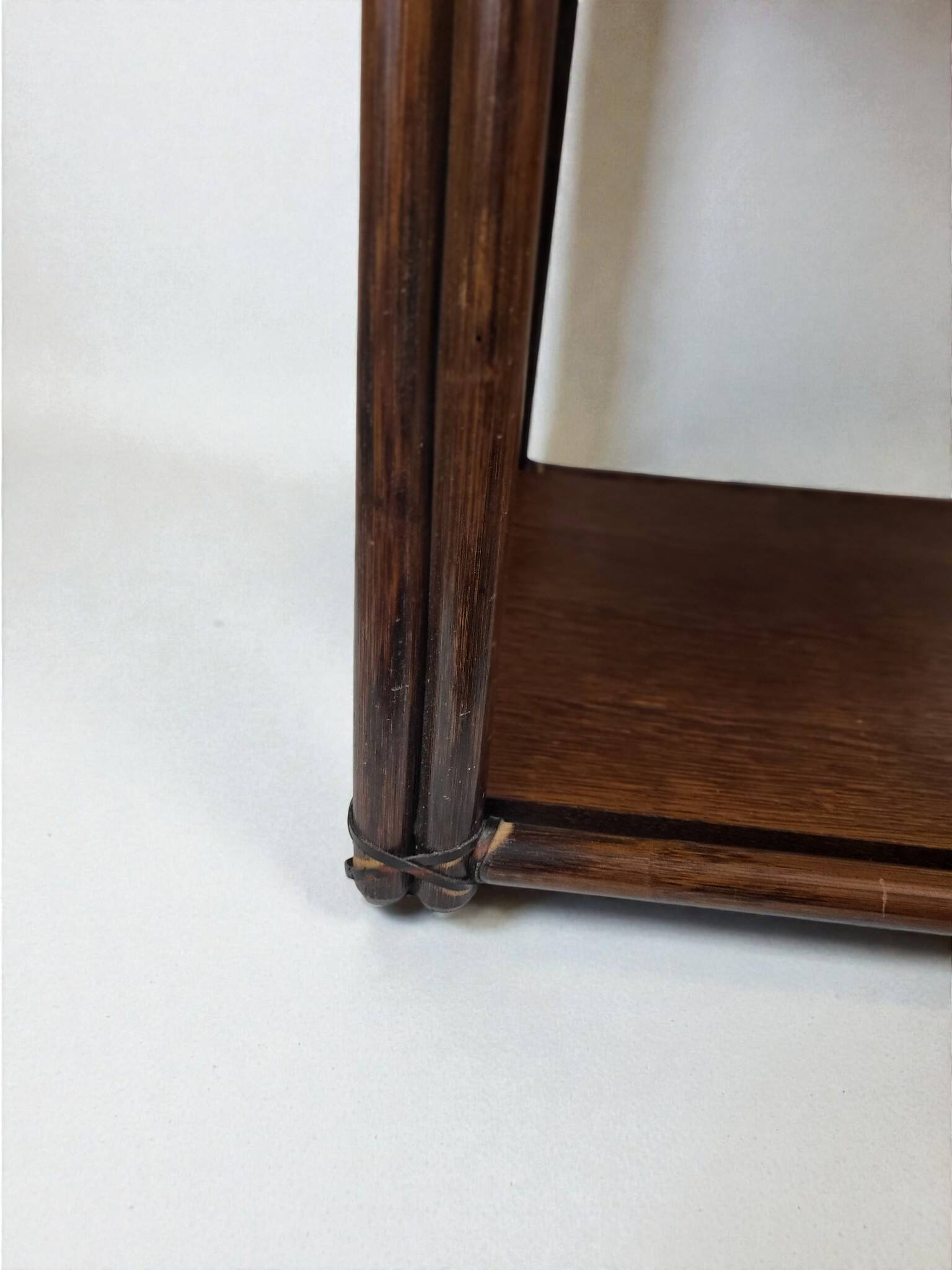 Bamboo shelf with smoked glass, 1970s